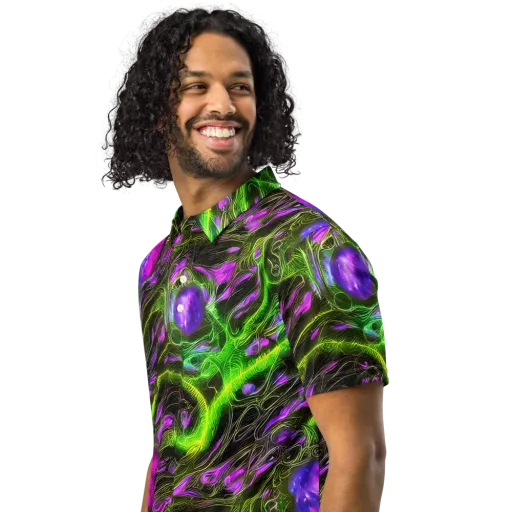Neon Vine Reverie on a Men's Slim Fit Polo Shirt