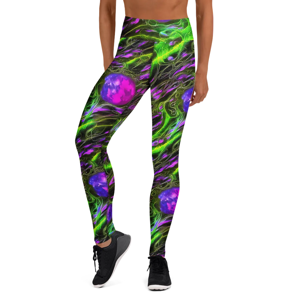 Neon Vine Reverie on Yoga Leggings — Front