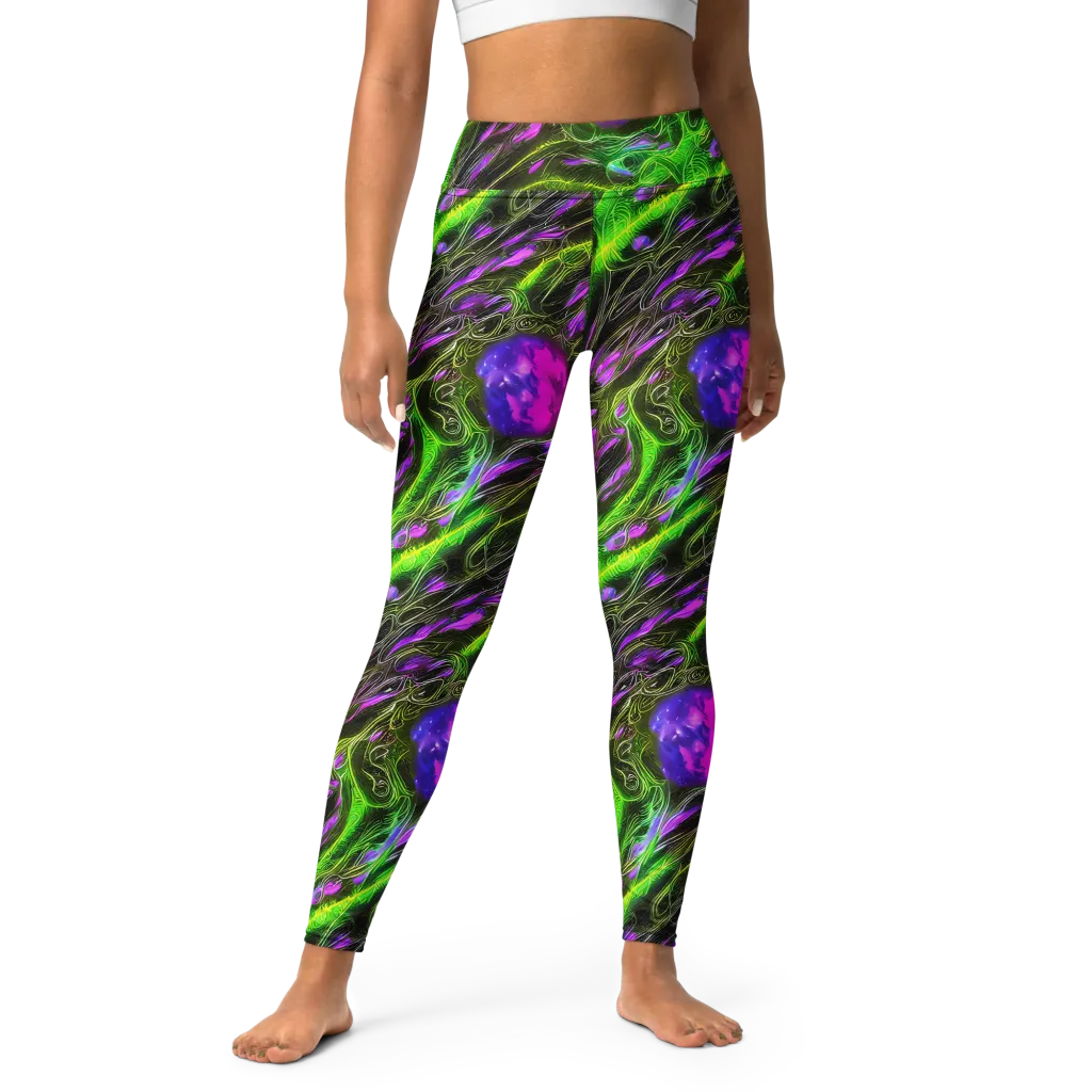 Neon Vine Reverie on Yoga Leggings — Front