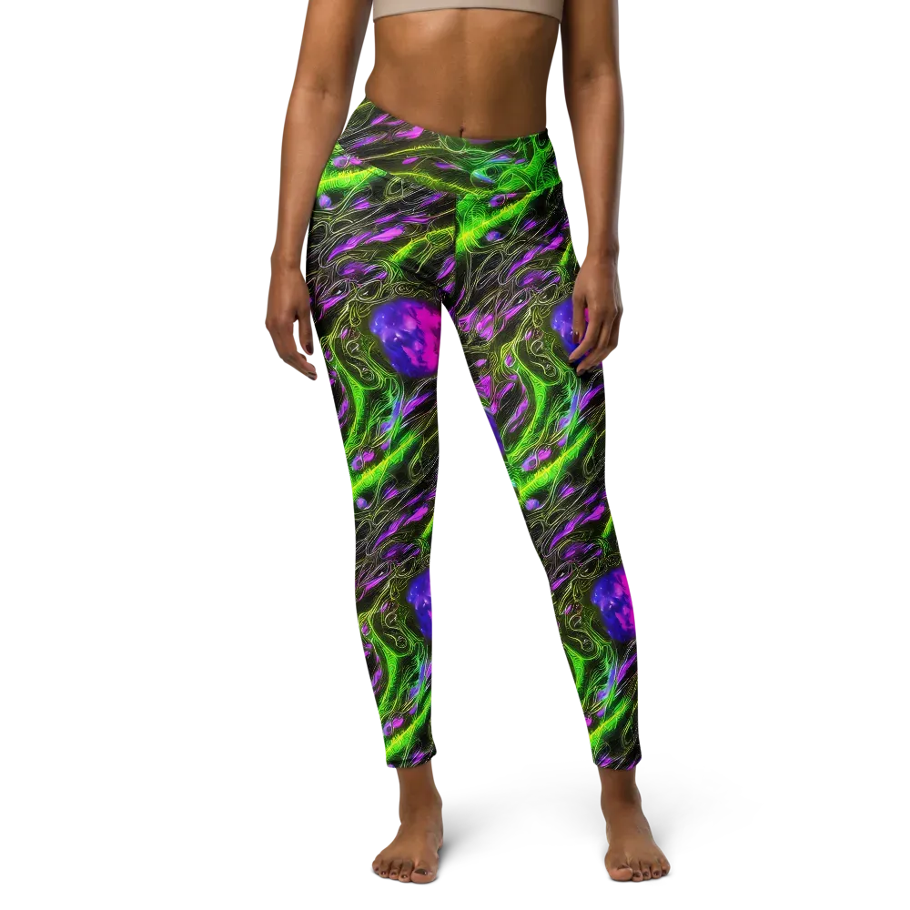 Neon Vine Reverie on Yoga Leggings — Front