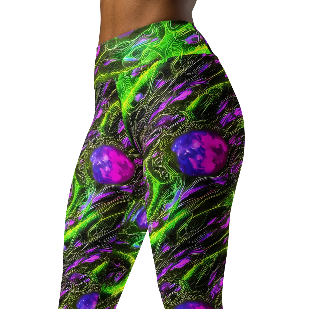 Neon Vine Reverie on Yoga Leggings — Left Front
