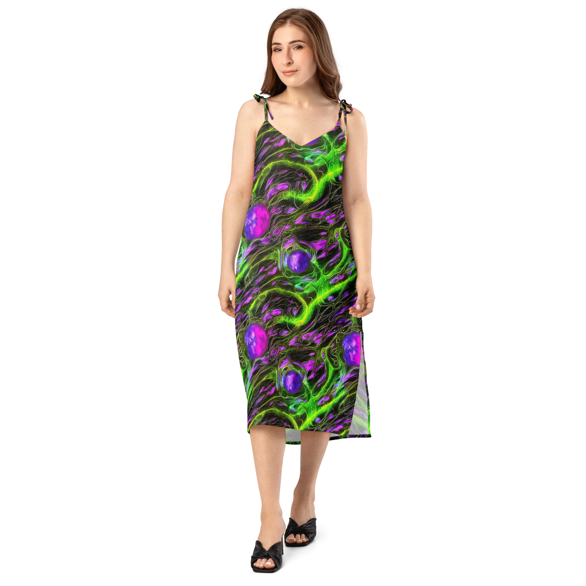 Neon Vine Reverie on Slip Dress — Front