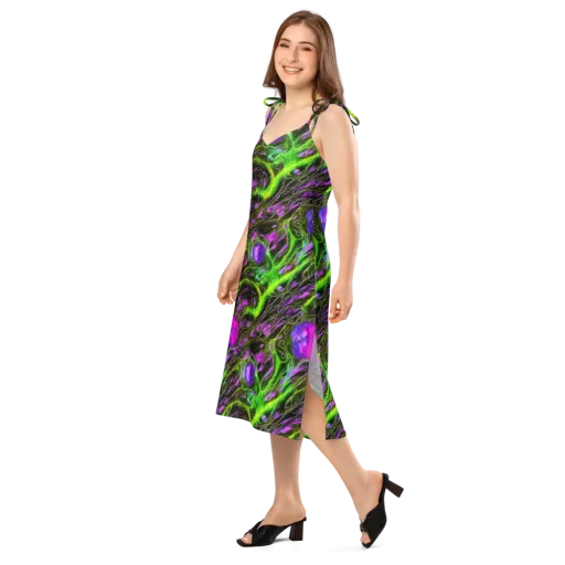 Neon Vine Reverie on a Slip Dress
