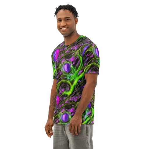 Neon Vine Reverie on a Men's Cotton Crew Neck T-Shirt