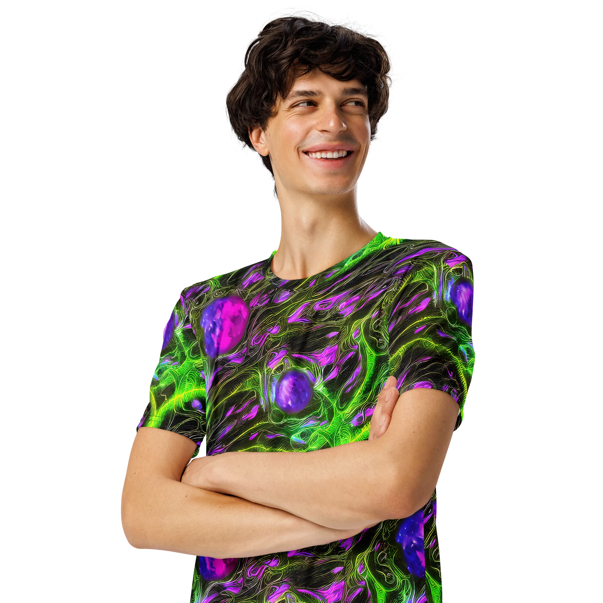 Neon Vine Reverie on Men's Crew Neck T-Shirt — Left Front
