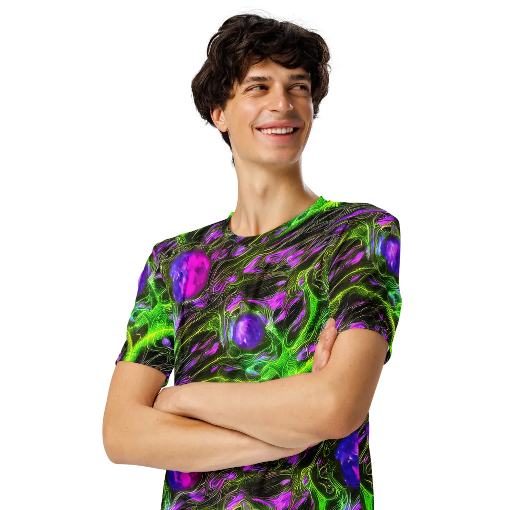 Neon Vine Reverie on Men's Crew Neck T-Shirt — Left Front