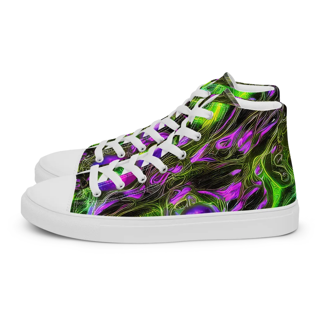 Neon Vine Reverie on Men's High Top Canvas Shoes — Left