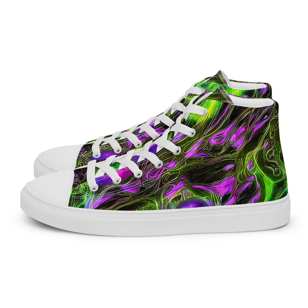Neon Vine Reverie on Women's High Top Canvas Shoes — Left