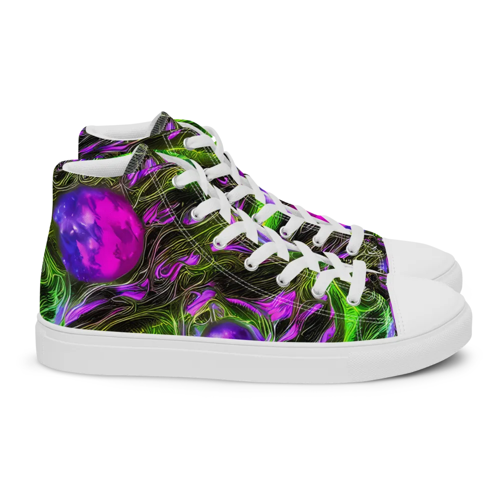 Neon Vine Reverie on Women's High Top Canvas Shoes — Right