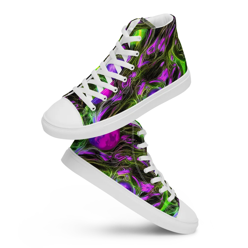 Neon Vine Reverie on Women's High Top Canvas Shoes — Front