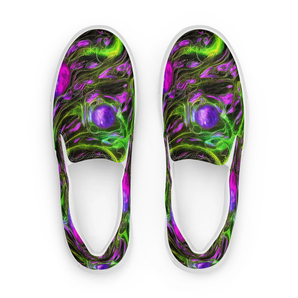 Neon Vine Reverie on Men's Slip-On Canvas Shoes — Front