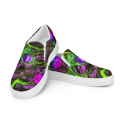 Neon Vine Reverie on a Men's Slip-On Canvas Shoes