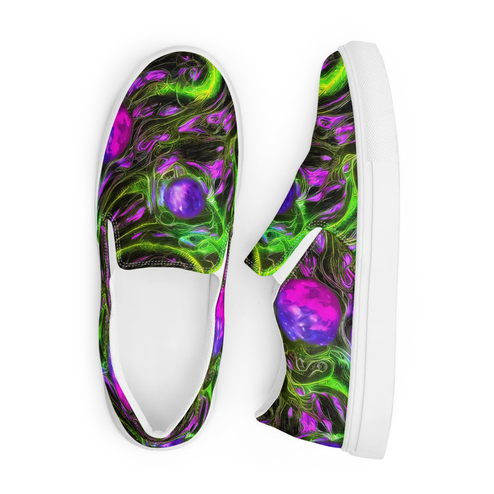 Neon Vine Reverie on Men's Slip-On Canvas Shoes — Front