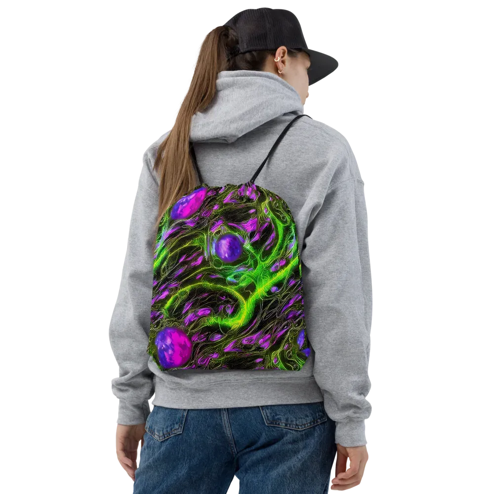 Neon Vine Reverie on Drawstring Bag — Front