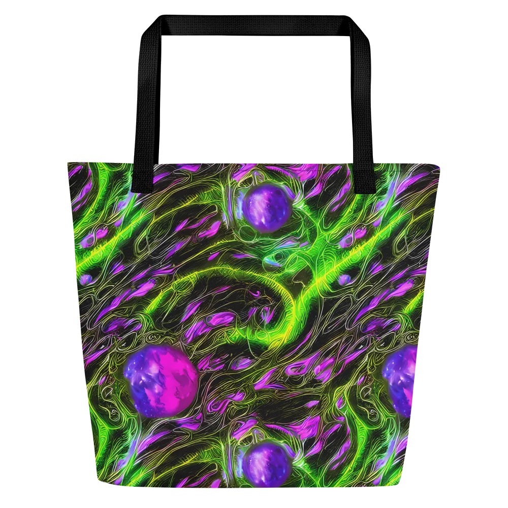 Neon Vine Reverie on Large Tote Bag W/ Pocket — Front