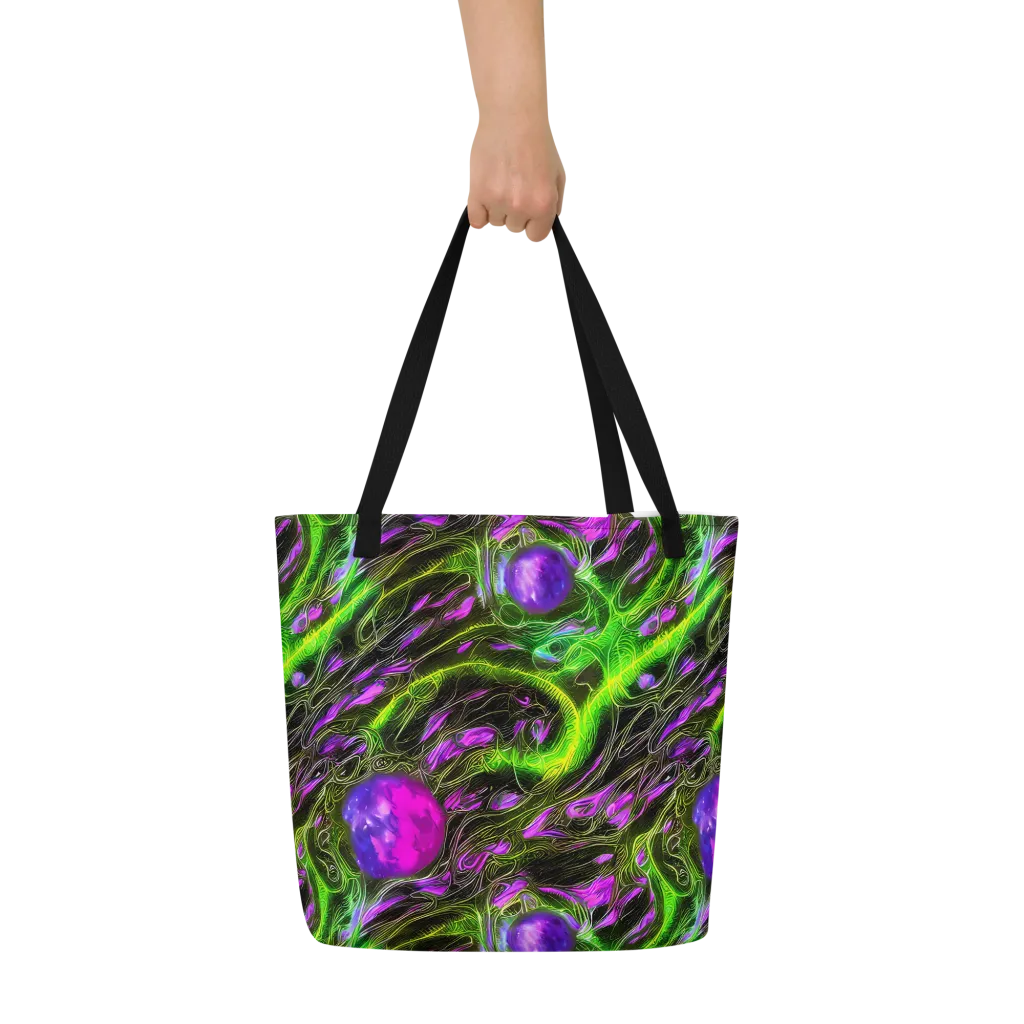 Neon Vine Reverie on Large Tote Bag W/ Pocket — Front