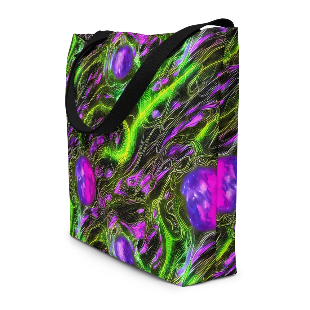 Neon Vine Reverie on Large Tote Bag W/ Pocket — Front