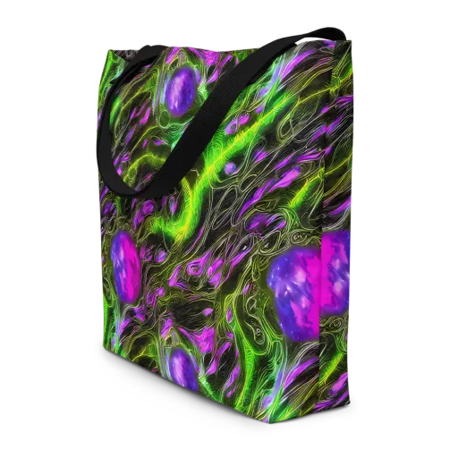 Neon Vine Reverie on a Large Tote Bag W/ Pocket