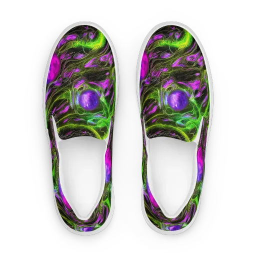 Neon Vine Reverie on a Women's Slip-On Canvas Shoes
