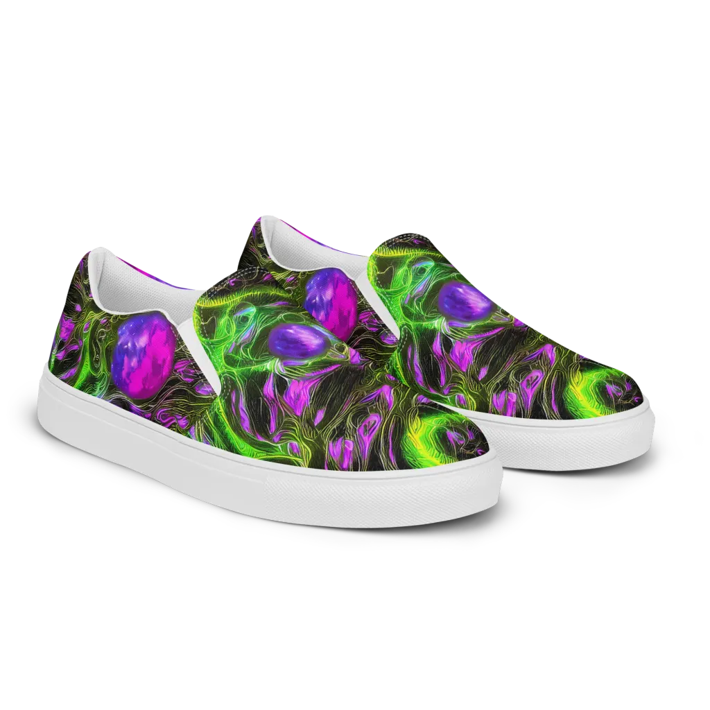 Neon Vine Reverie on Women's Slip-On Canvas Shoes — Right Front