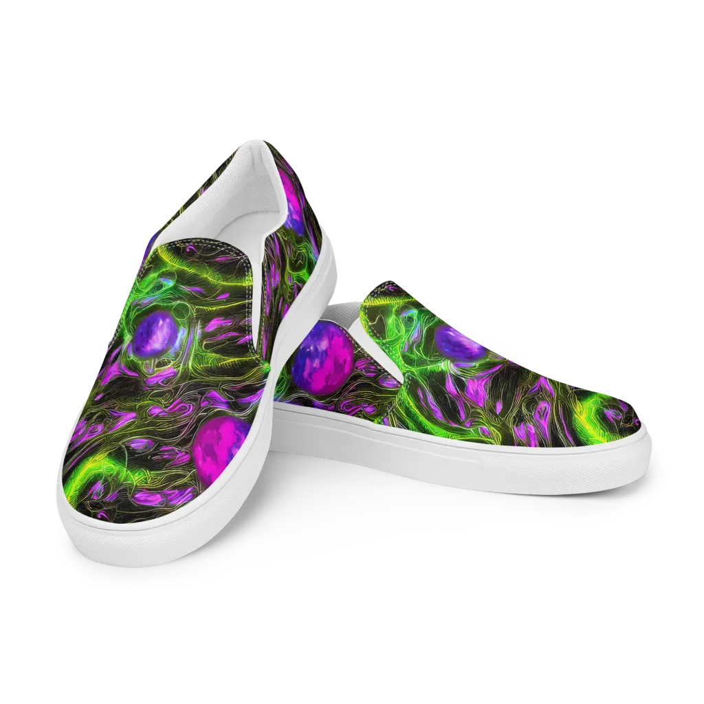 Neon Vine Reverie on Women's Slip-On Canvas Shoes — Left Front