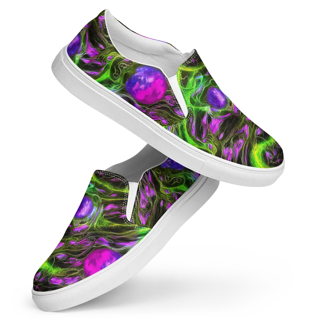 Neon Vine Reverie on Women's Slip-On Canvas Shoes — Front