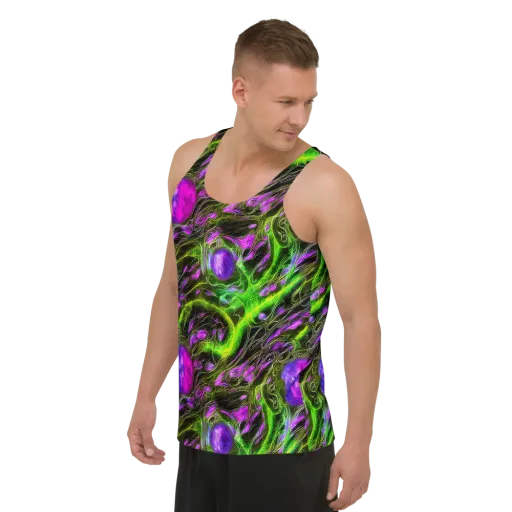 Neon Vine Reverie on a Men's Tank Top