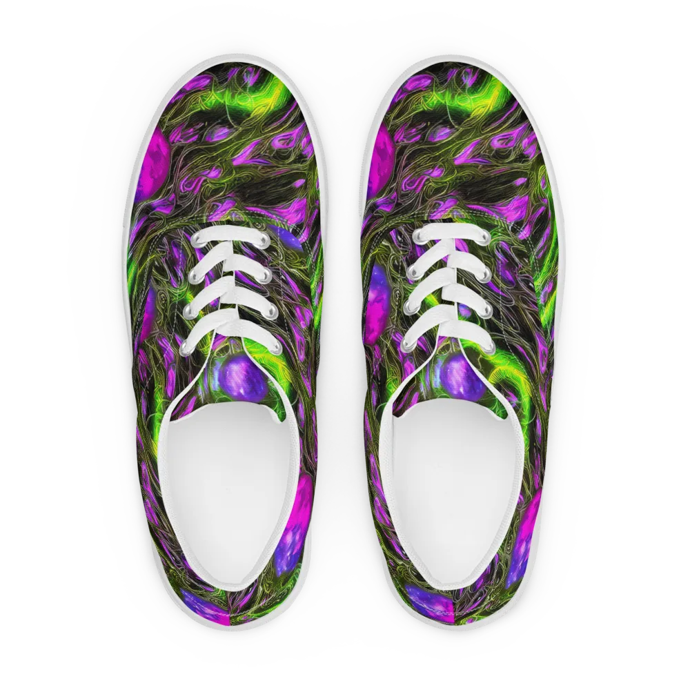 Neon Vine Reverie on Men's Lace-Up Canvas Shoes — Front