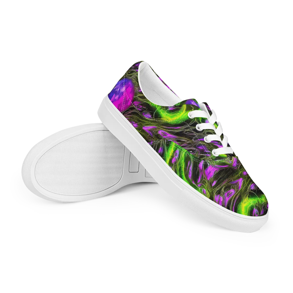 Neon Vine Reverie on Men's Lace-Up Canvas Shoes — Right Front