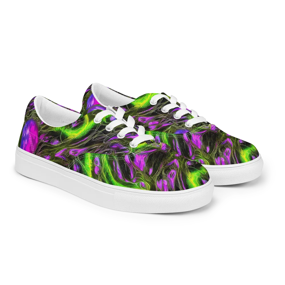 Neon Vine Reverie on Men's Lace-Up Canvas Shoes — Right Front