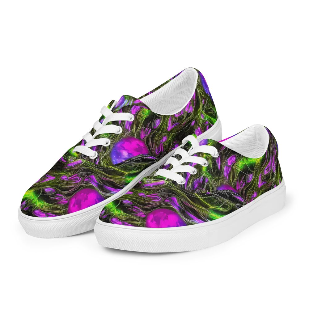 Neon Vine Reverie on Men's Lace-Up Canvas Shoes — Left Front