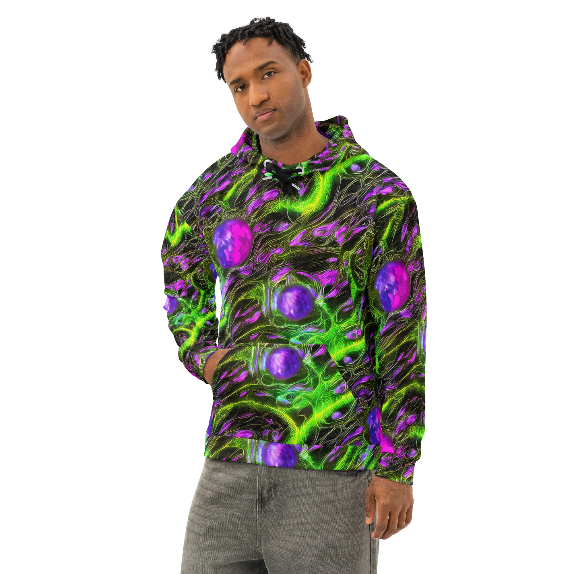 Neon Vine Reverie on Cotton Hoodie — Left Front