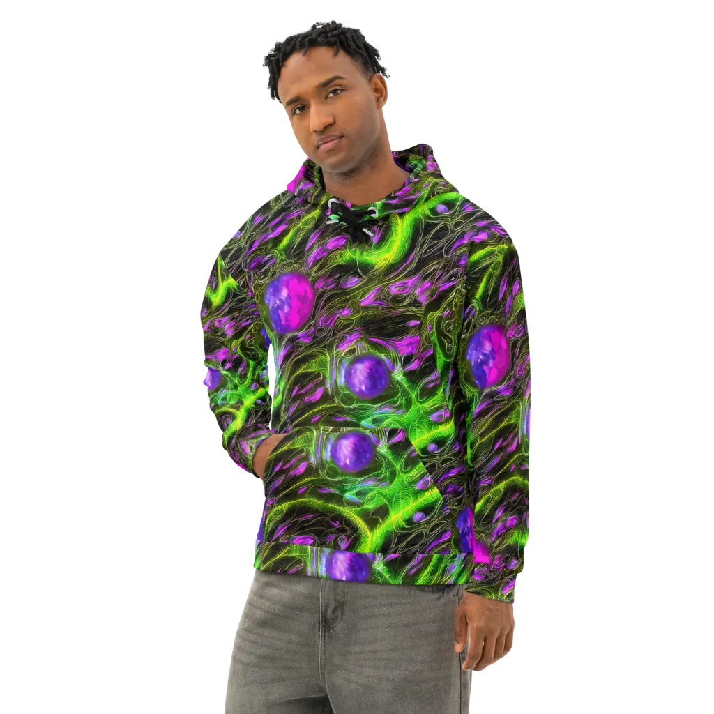 Neon Vine Reverie on Cotton Hoodie — Left Front