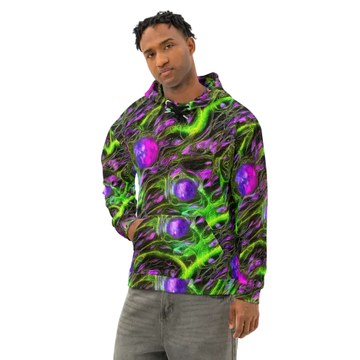 Neon Vine Reverie on a Cotton Hoodie