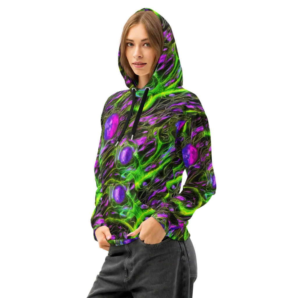 Neon Vine Reverie on Cotton Hoodie — Left Front