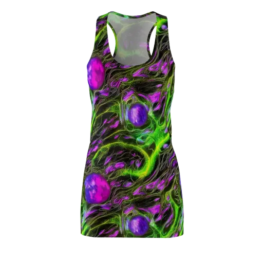 Neon Vine Reverie on a Racerback Dress