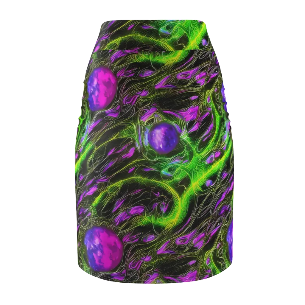 Neon Vine Reverie on Pencil Skirt — Back