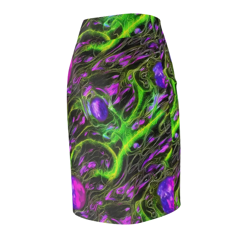Neon Vine Reverie on Pencil Skirt — Back Side