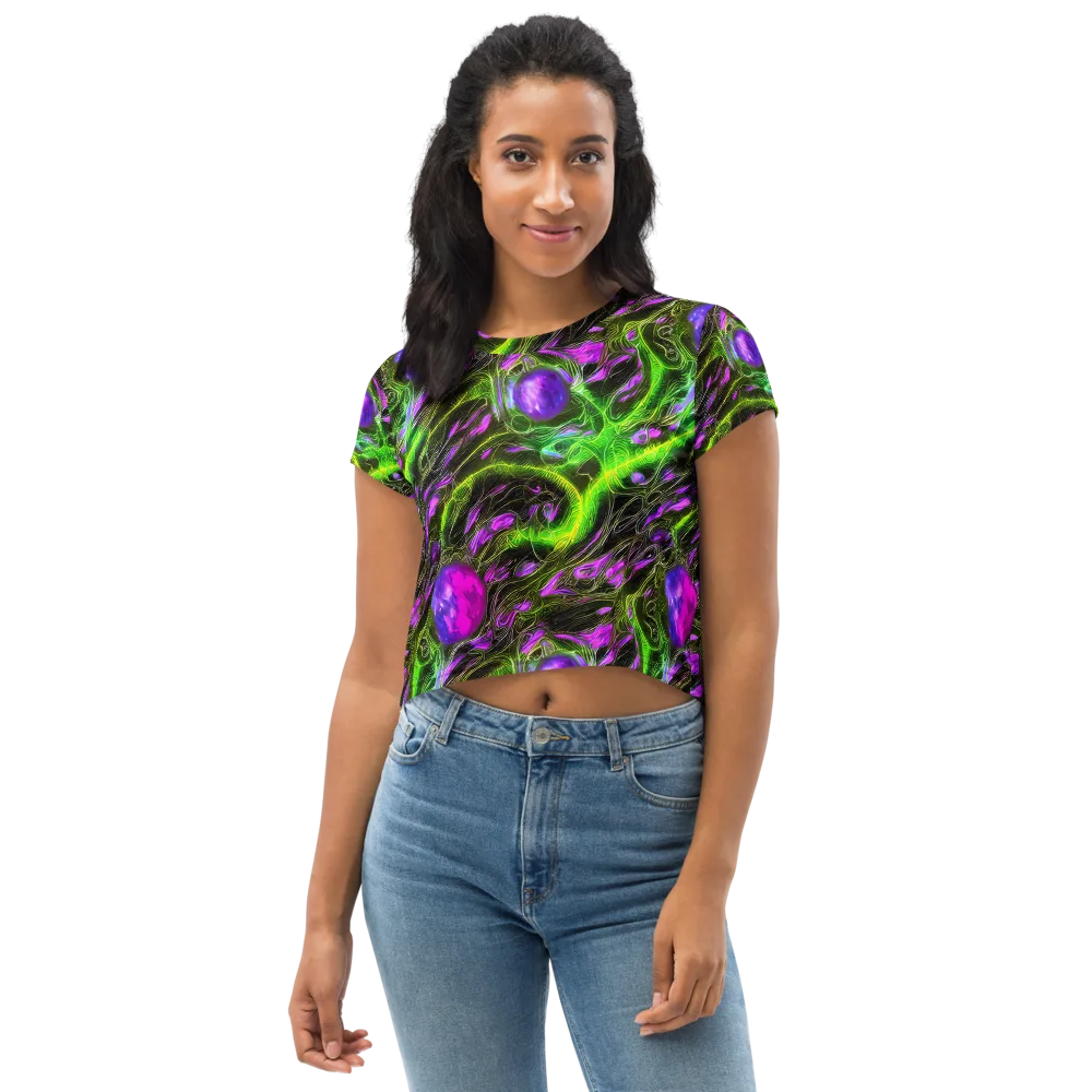 Neon Vine Reverie on Crop Tee — Front