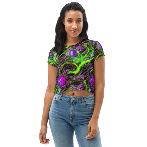 Neon Vine Reverie on a Crop Tee