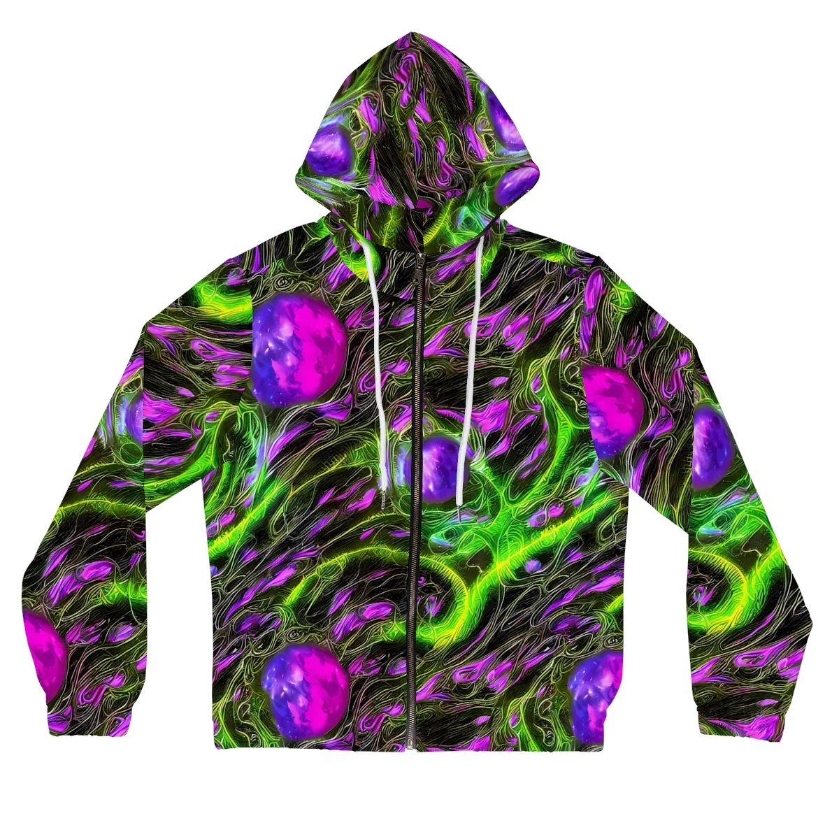 Neon Vine Reverie on Women's Full-Zip Hoodie — Front
