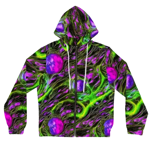 Neon Vine Reverie on a Women's Full-Zip Hoodie
