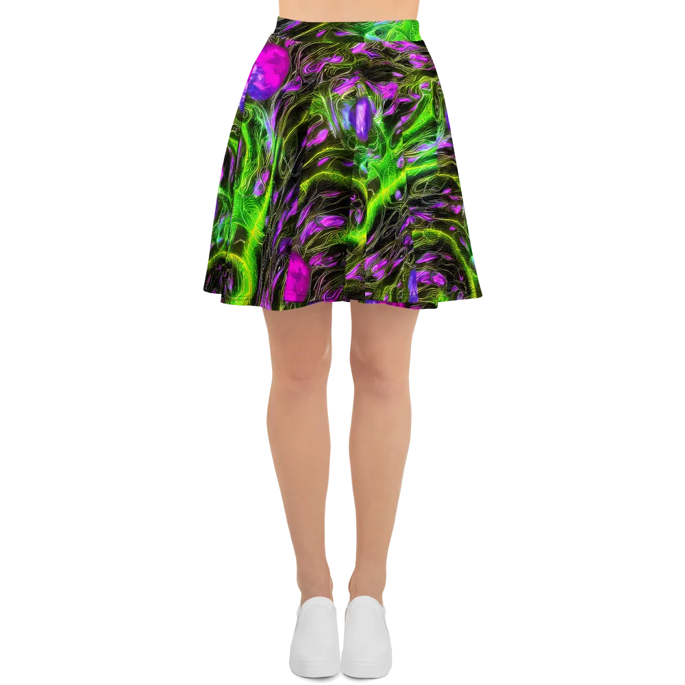 Neon Vine Reverie on Skater Skirt — Front