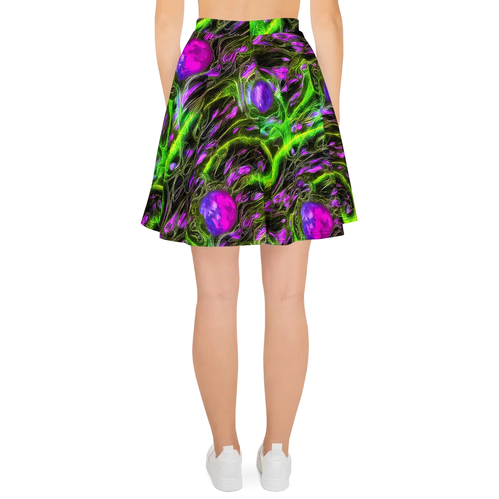 Neon Vine Reverie on Skater Skirt — Back