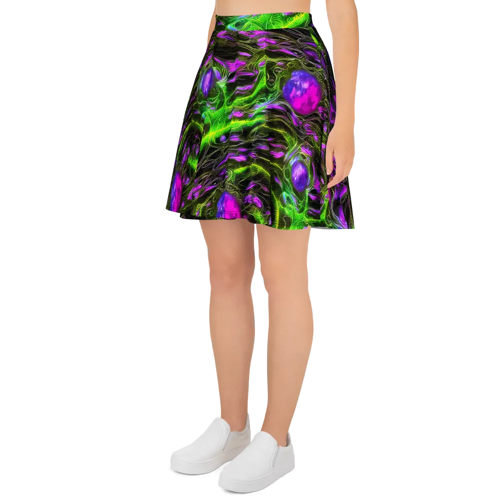 Neon Vine Reverie on Skater Skirt — Left