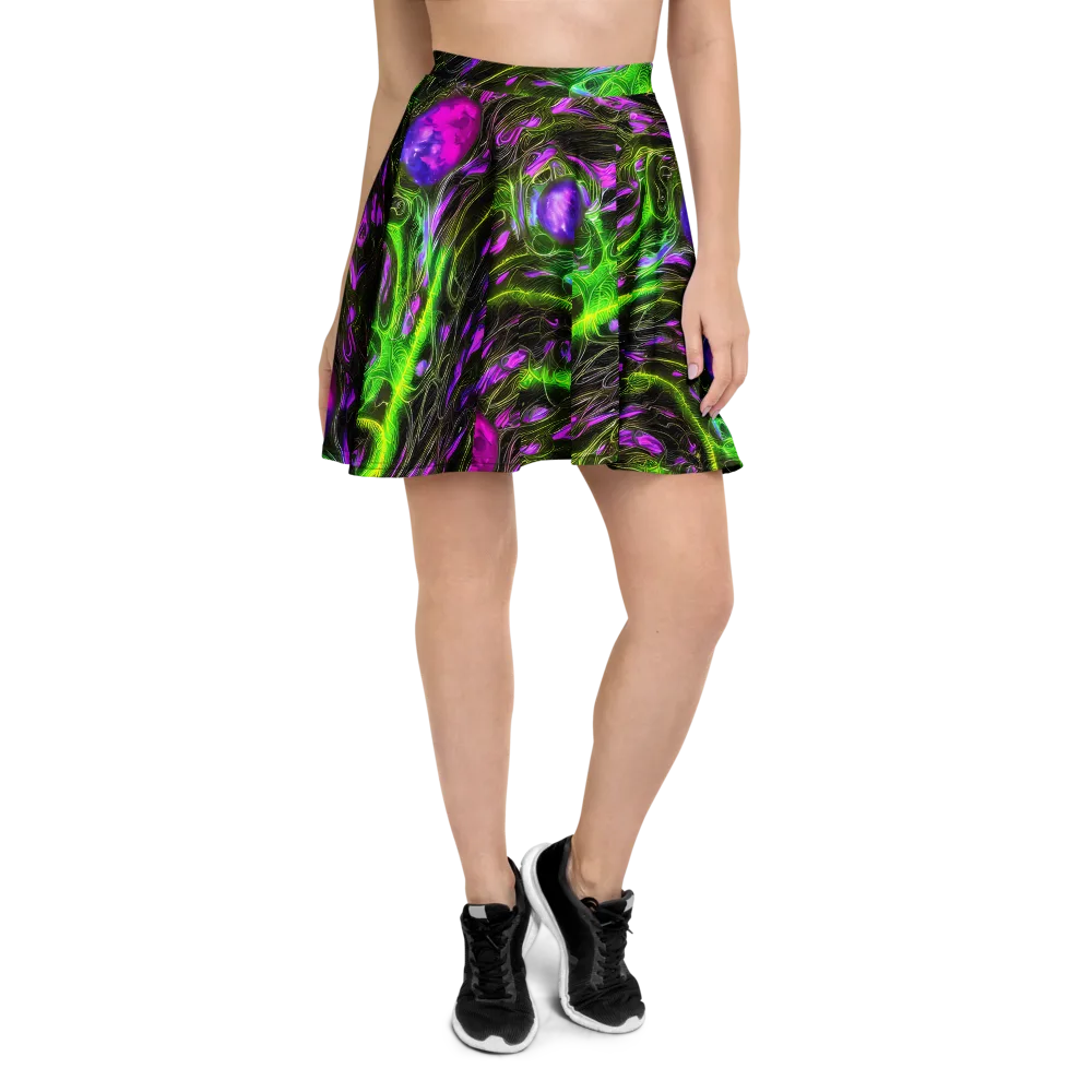 Neon Vine Reverie on Skater Skirt — Front