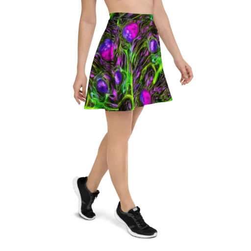 Neon Vine Reverie on a Skater Skirt