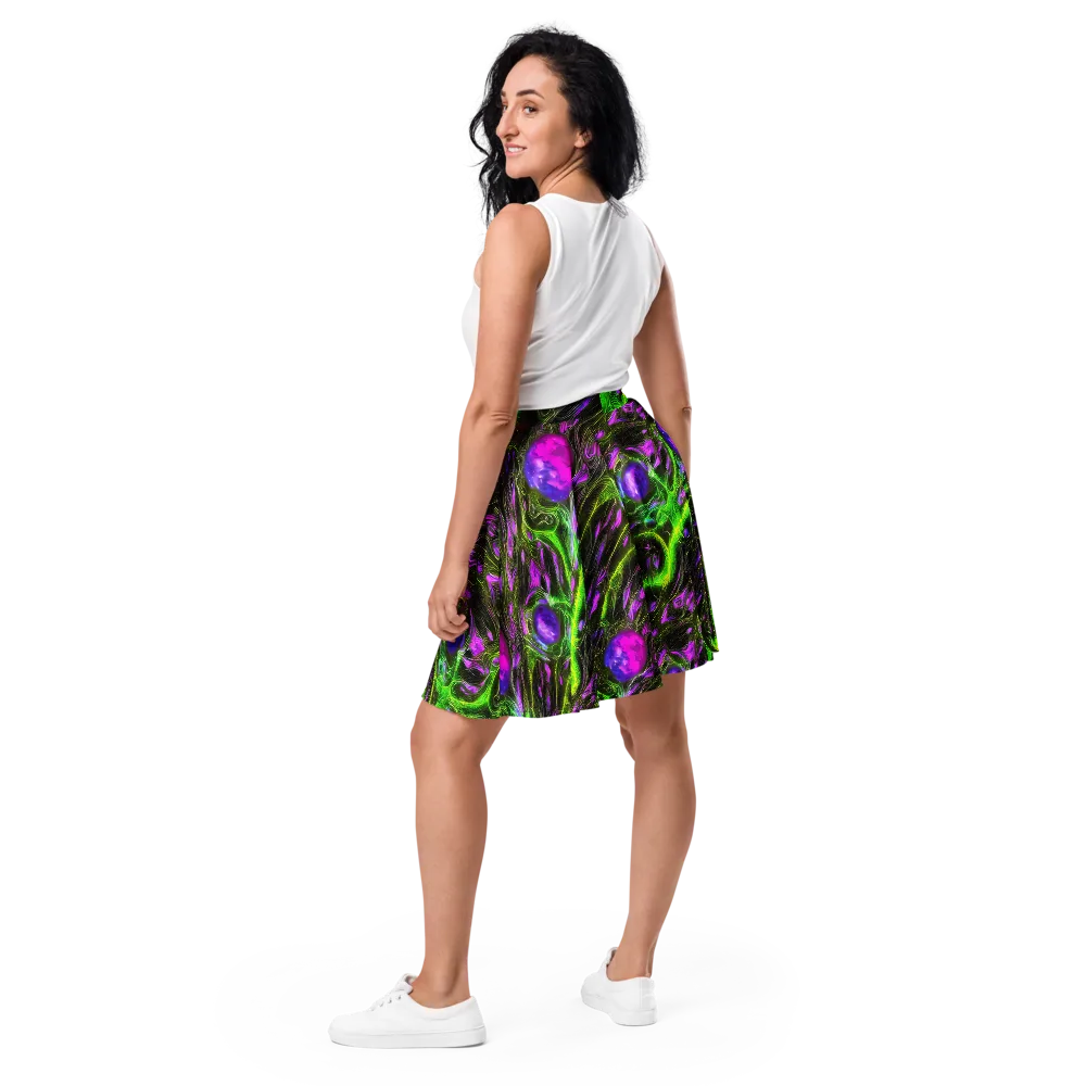Neon Vine Reverie on Skater Skirt — Back
