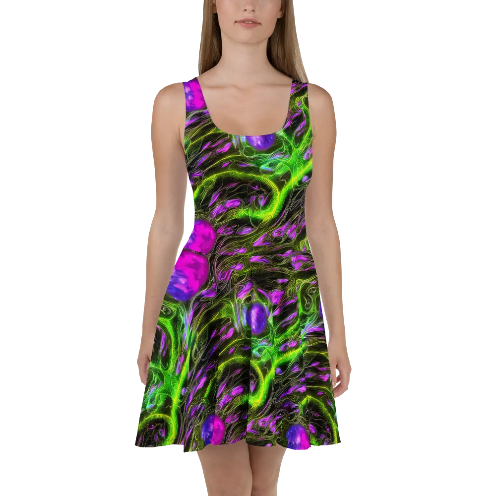 Neon Vine Reverie on Skater Dress — Front