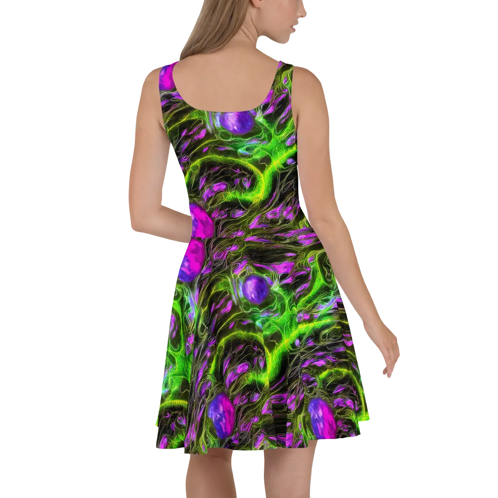 Neon Vine Reverie on Skater Dress — Back